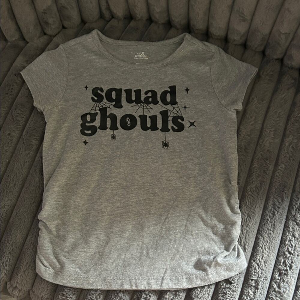 Gray Kids Shirt 'Squad Ghouls' Print